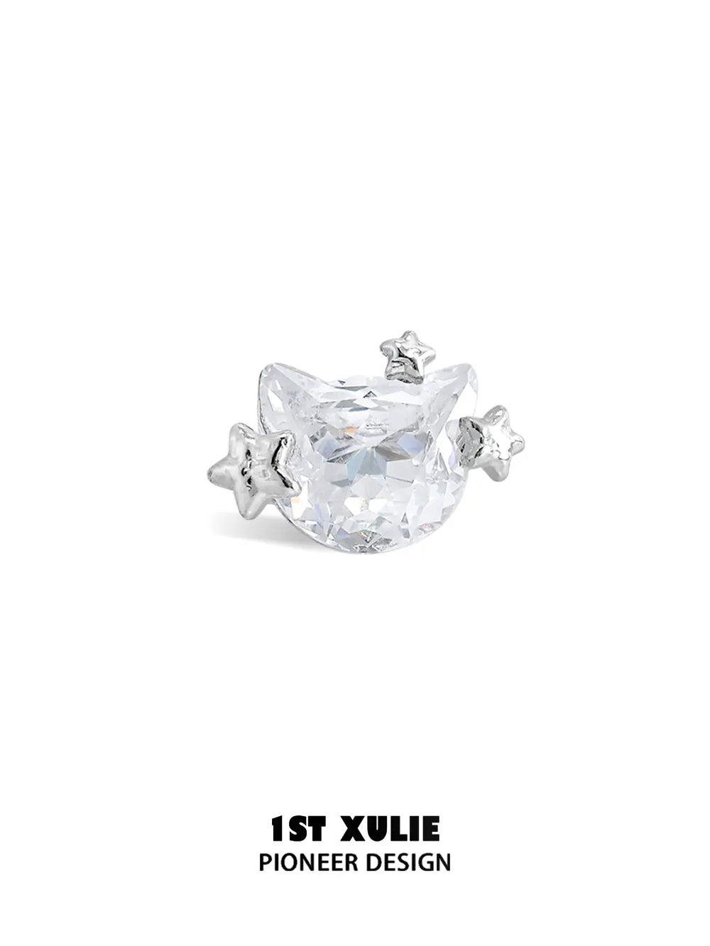 1ST XULIE Jewelry "Rainbow Cat" Sparkling Zirconia Cat Stud Earrings in 925 Sterling Silver - Packaging View