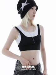 1ST XULIE Jewelry "Starfall" Statement Zirconia Cross Pendant Necklace - Back View