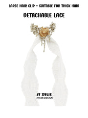 1ST XULIE Jewelry "Lace Rose" Victorian Lace Rose Hair Clip in 18K Gold Plated Brass - Lifestyle Shot