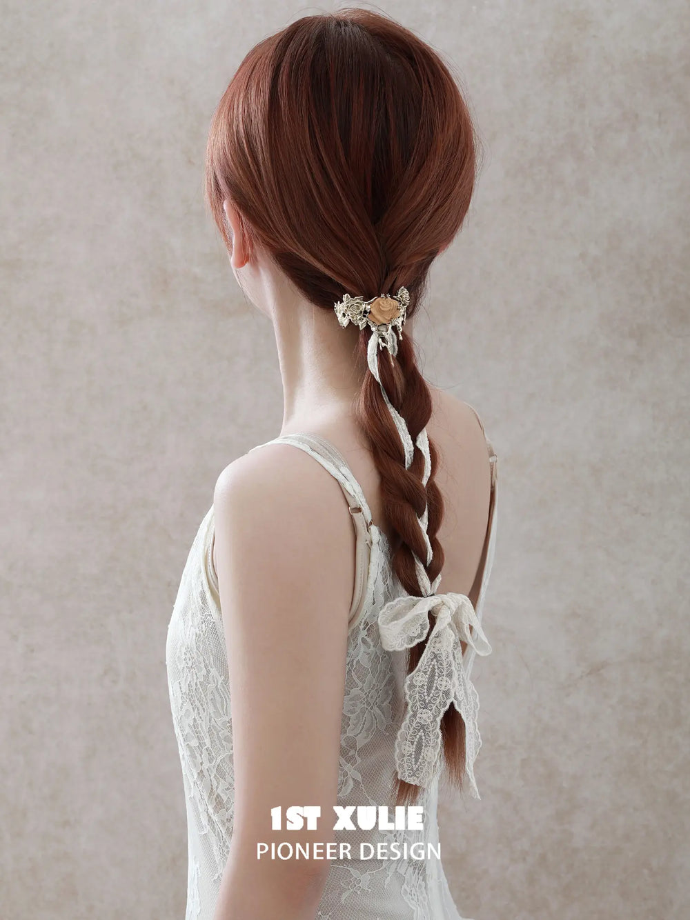 1ST XULIE Jewelry "Lace Rose" Victorian Lace Rose Hair Clip in 18K Gold Plated Brass - Material Texture
