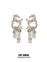1ST XULIE Jewelry "Lace Rose" Vintage Bow Ear Cuffs in 18K Gold Plated - Back View