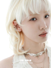 1ST XULIE Jewelry "Lace Rose" Vintage Bow Ear Cuffs in 18K Gold Plated - Detail Shot
