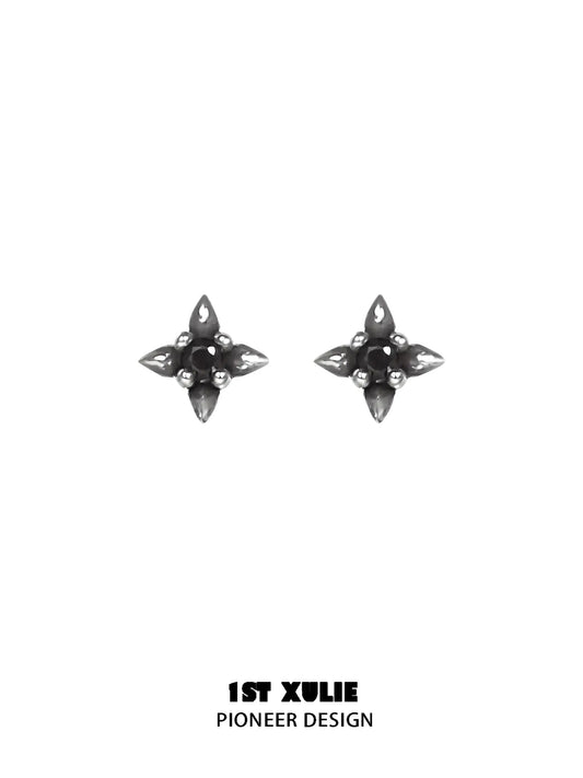 1ST XULIE Jewelry "FALLEN ANGEL" Vintage Fallen Angel Cross Stud Earrings in Brass - On Model