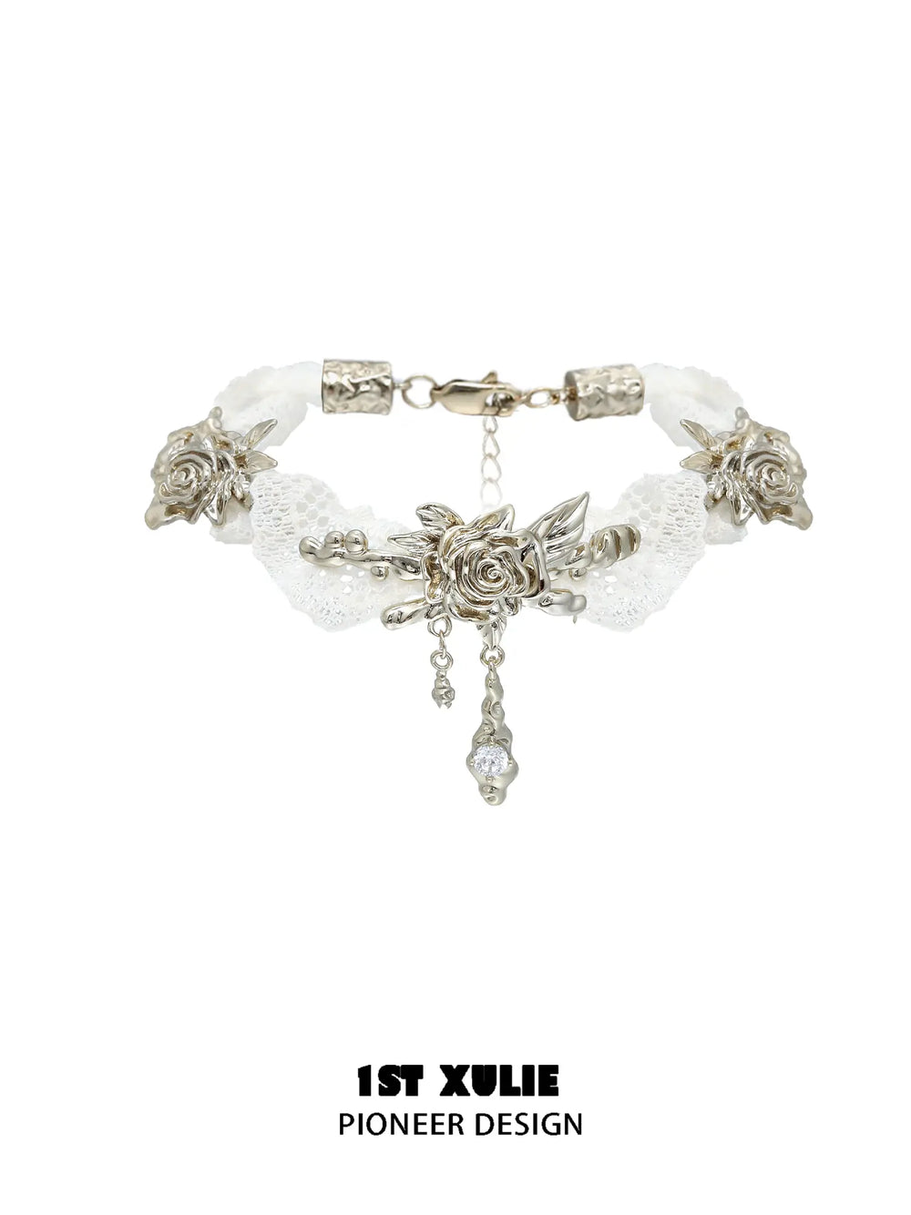 1ST XULIE Jewelry "Lace Rose" Vintage Floral Charm Bracelet in 18K Gold Plated - Size Comparison