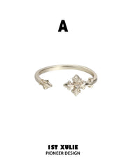1ST XULIE Jewelry "Bastet" Vintage Iris Adjustable Pinky Ring in 925 Sterling Silver - Angle View 2