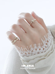 1ST XULIE Jewelry "Bastet" Vintage Iris Adjustable Pinky Ring in 925 Sterling Silver - Side View