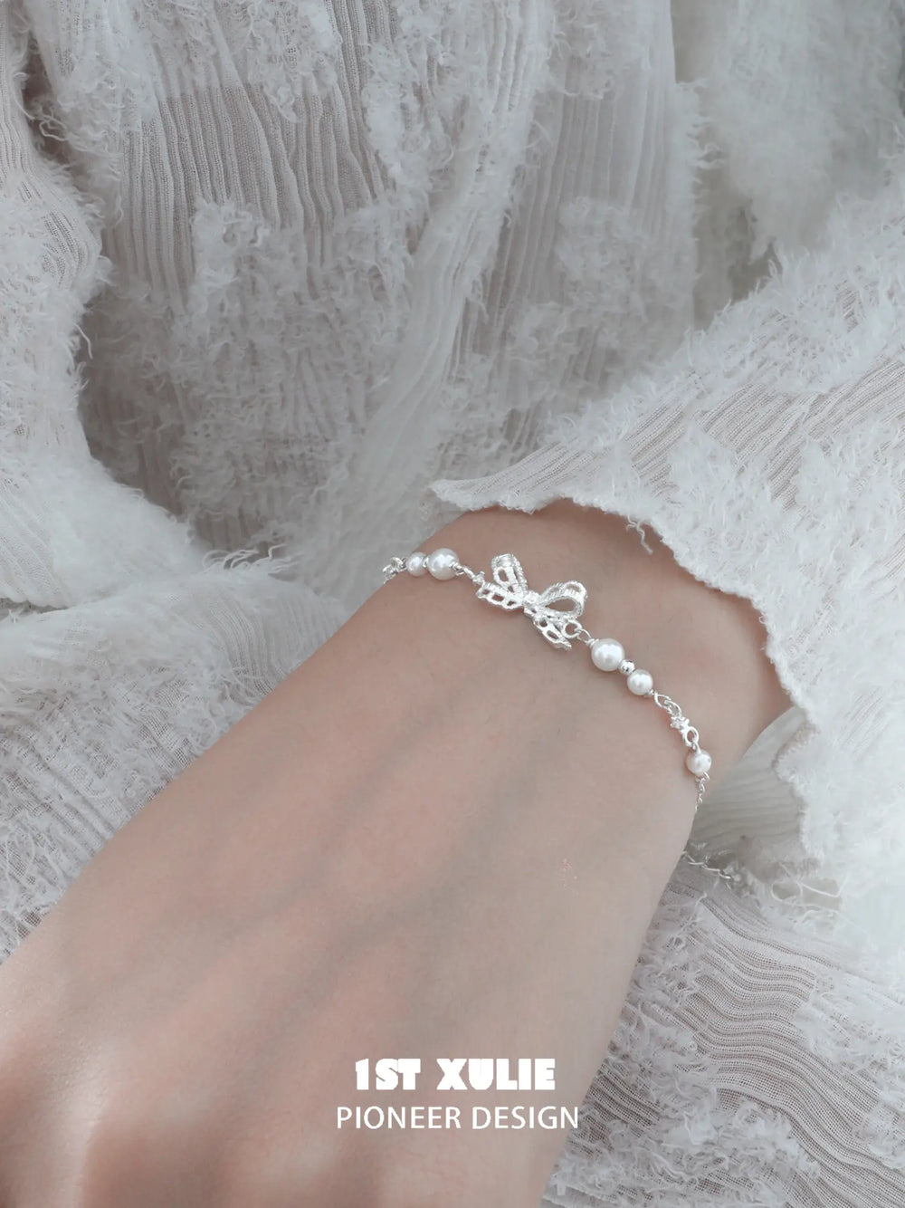 1ST XULIE Jewelry "STARLIGHT LACE" Vintage Lace Bowknot Bracelet in 925 Sterling Silver - Product View
