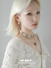 1ST XULIE Jewelry "Lace Rose" Vintage Woven Flower Drop Earrings in 18K Gold Plated - Detail Shot