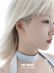 1ST XULIE Jewelry "Snake Bite" Zircon Rhombus Snake Stud Earrings in 925 Sterling Silver - Product View