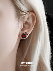 "VINYL" Platinum Plated Music Themed Vinyl Record Stud Earrings