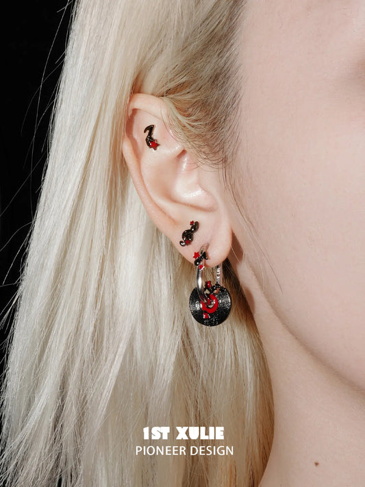 "VINYL" Platinum Plated Music Themed Vinyl Record Stud Earrings