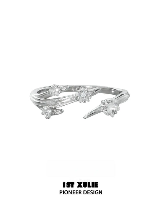 "Meteor" 925 Sterling Silver Dainty Meteor Trail Stacking Adjustable Ring - Image 13