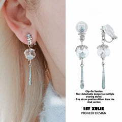 "Snow Land" Platinum Plated Delicate Snowflake Dangle Earrings, Drop Earrings