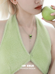 Cuties' Appleland Kitten & Puppy Platinum Plating Cyclone Apple Necklace