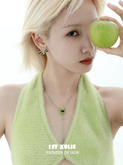 Cuties' Appleland Kitten & Puppy Platinum Plating Cyclone Apple Necklace