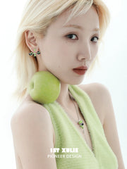 Cuties' Appleland Kitten & Puppy Platinum Plating Cyclone Apple Necklace