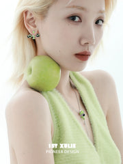 Cuties' Appleland Kitten & Puppy Platinum Plating Cyclone Apple Necklace