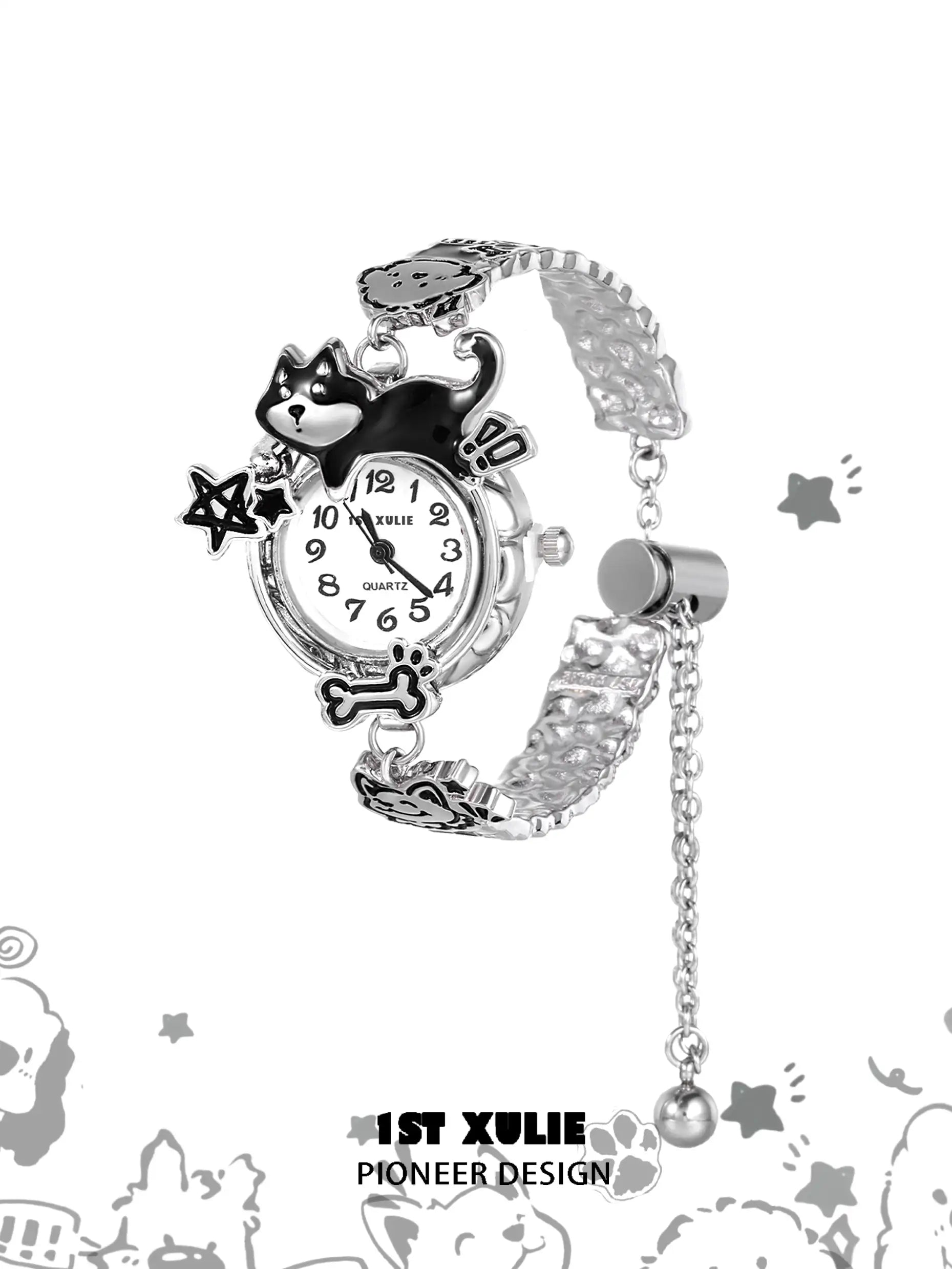 グラフィット パピー 18K プラチナメッキ エラスティックチェーンウォッチ™ グラフィット パピー 18K プラチナメッキ エラスティックチェーンウォッチ™