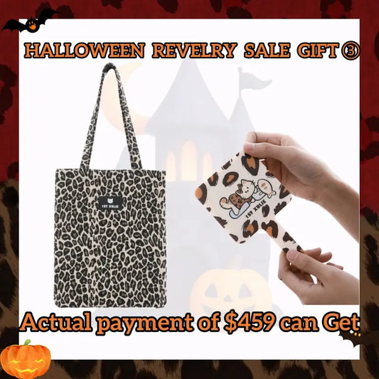 Halloween Revelry Sale Gift ③ - Exclusive Leopard-Print Canvas Bag + Exclusive Handheld Mirror(Actual Payment of $459)