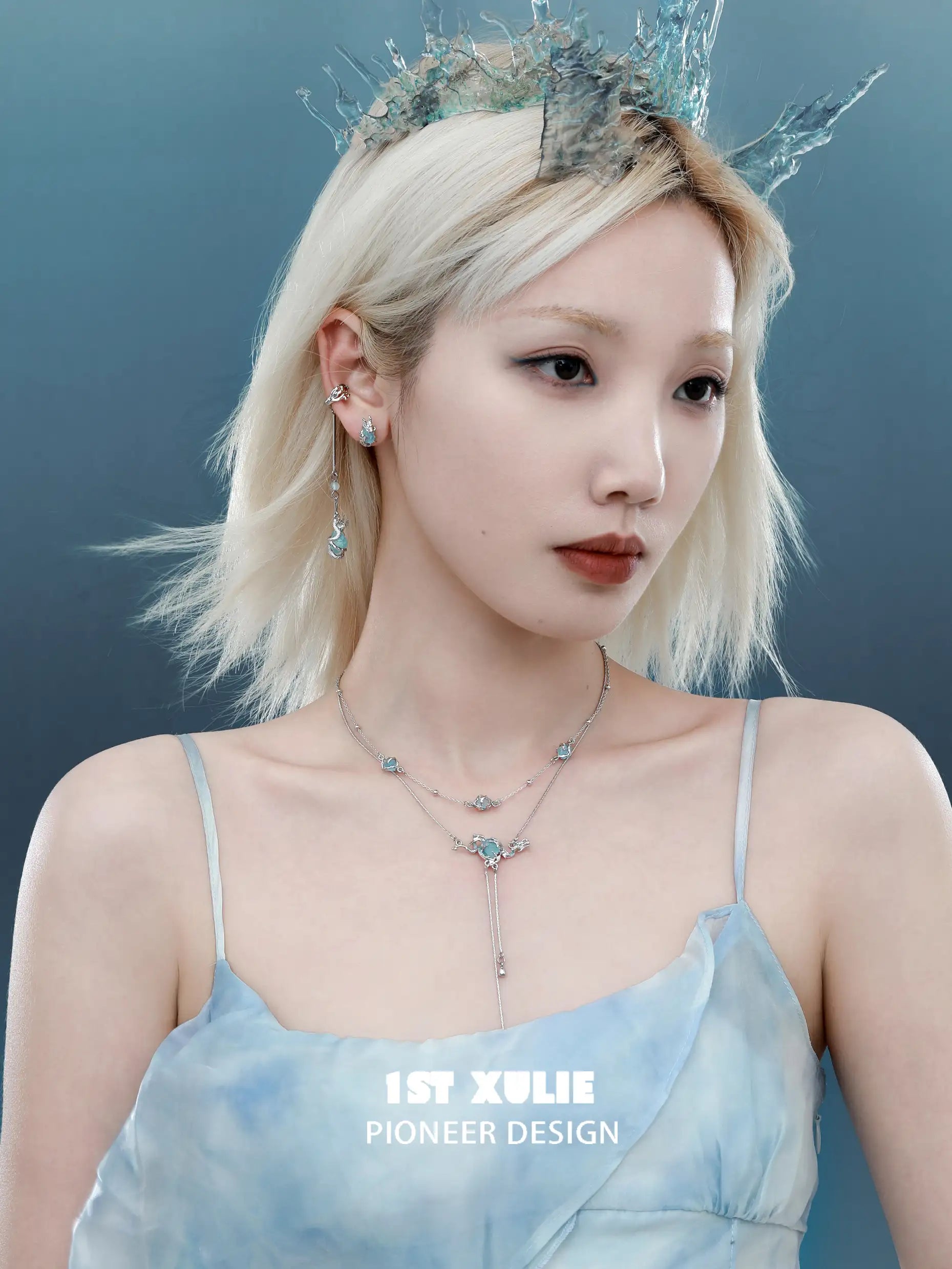 Loong-Ling Loong アクアマリン 18K プラチナメッキ イヤークリップ Earclips™ Loong-Ling Loong アクアマリン 18K プラチナメッキ イヤークリップ Earclips™