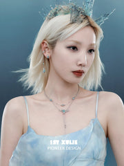 Loong-Ling Loong アクアマリン 18K プラチナメッキ イヤークリップ Earclips™