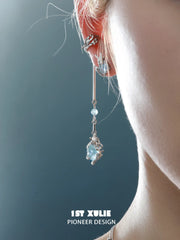 Loong-Ling Loong アクアマリン 18K プラチナメッキ イヤークリップ Earclips™