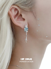 Loong-Ling Loong アクアマリン 18K プラチナメッキ スタッドピアス™