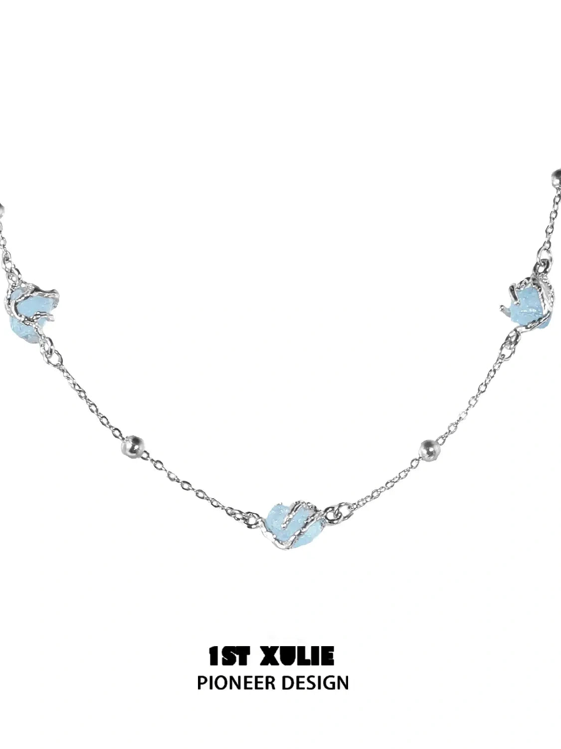 Loong-Ling Loong アクアマリン S925 スターリングシルバー タッセルチョーカーネックレス™ Loong-Ling Loong アクアマリン S925 スターリングシルバー タッセルチョーカーネックレス™