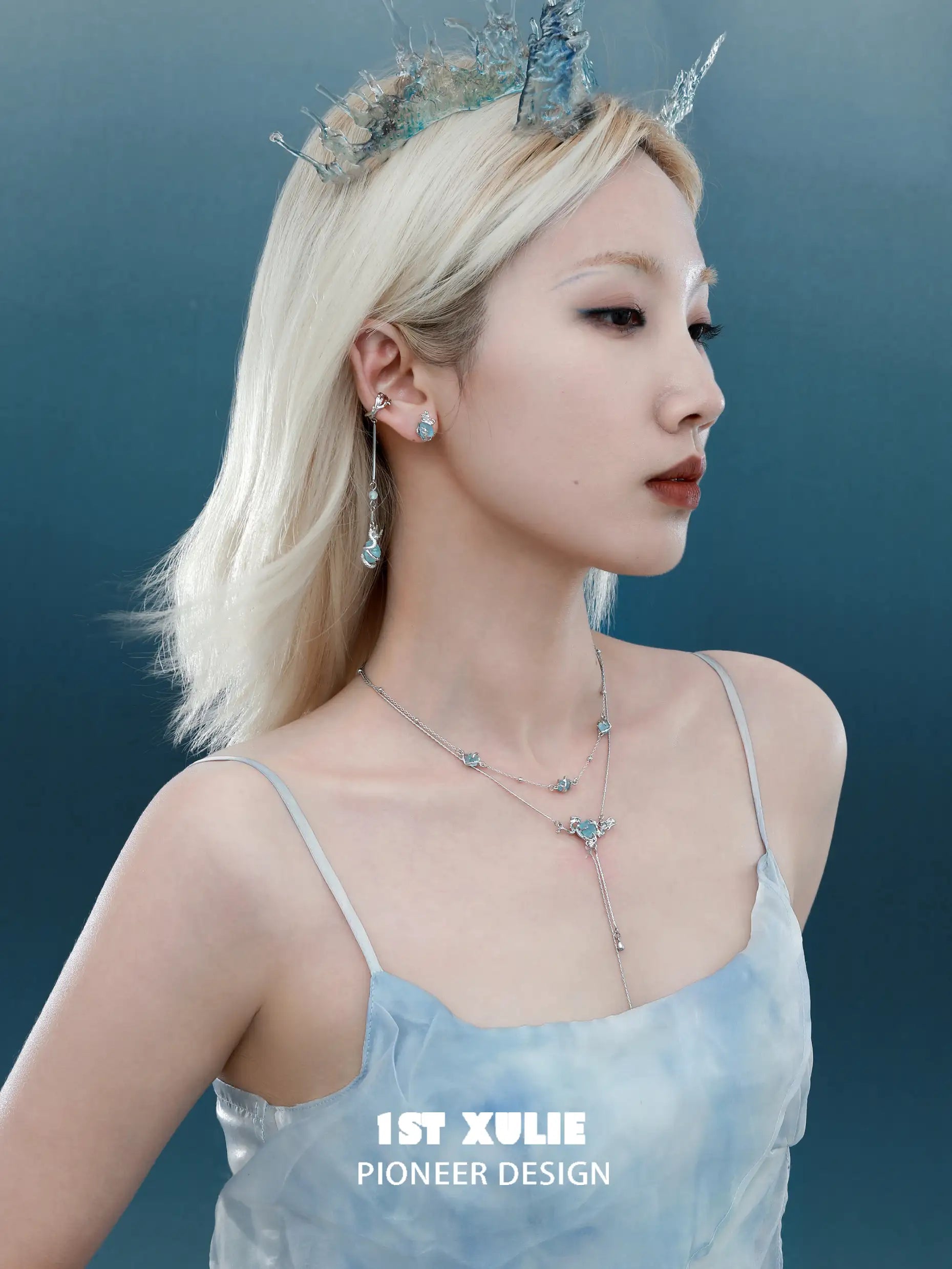 Loong-Ling Loong アクアマリン S925 スターリングシルバー タッセルチョーカーネックレス™ Loong-Ling Loong アクアマリン S925 スターリングシルバー タッセルチョーカーネックレス™