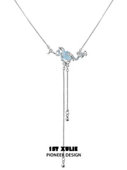 Loong-Ling Loong アクアマリン S925 スターリングシルバー タッセルチョーカーネックレス™