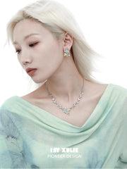 輝くS925 18Kプラチナメッキパールチューリップスタッドピアス™