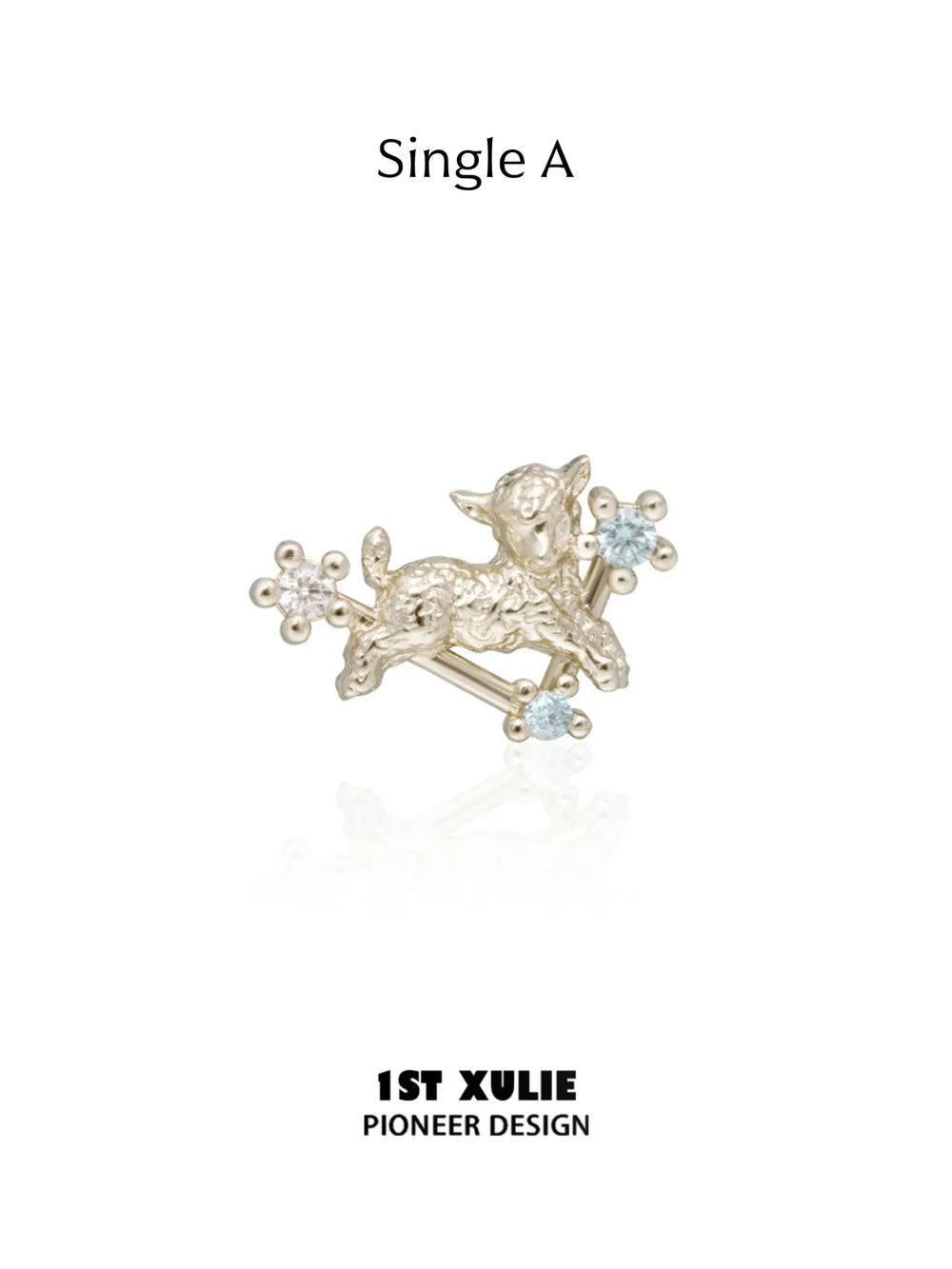 Single Style A miniature ram stud earring