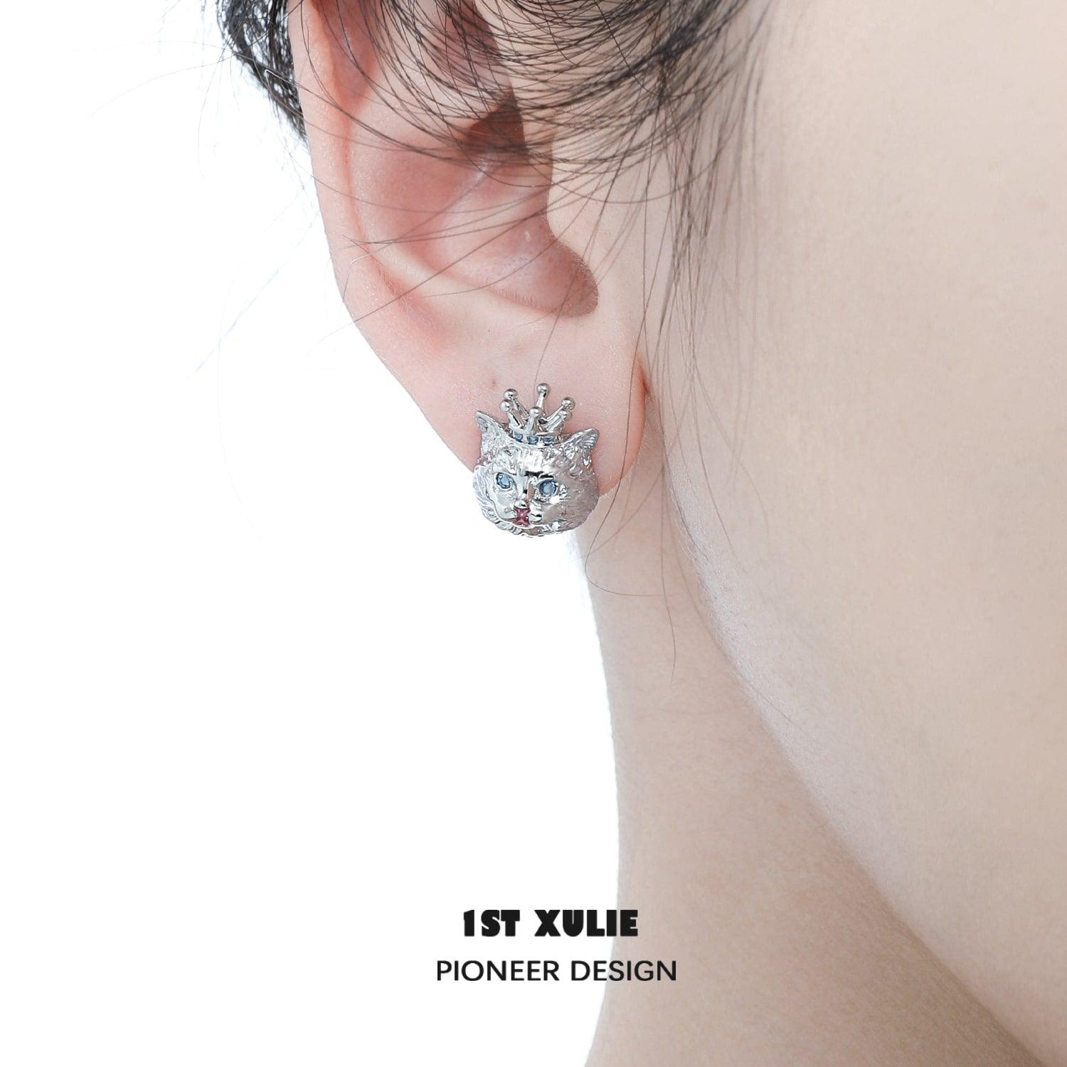 Cat Queen Y2K S925 Sterling Silver Earrings™ - 1ST XULIE Cat Queen Y2K S925 Sterling Silver Earrings™ - 1ST XULIE