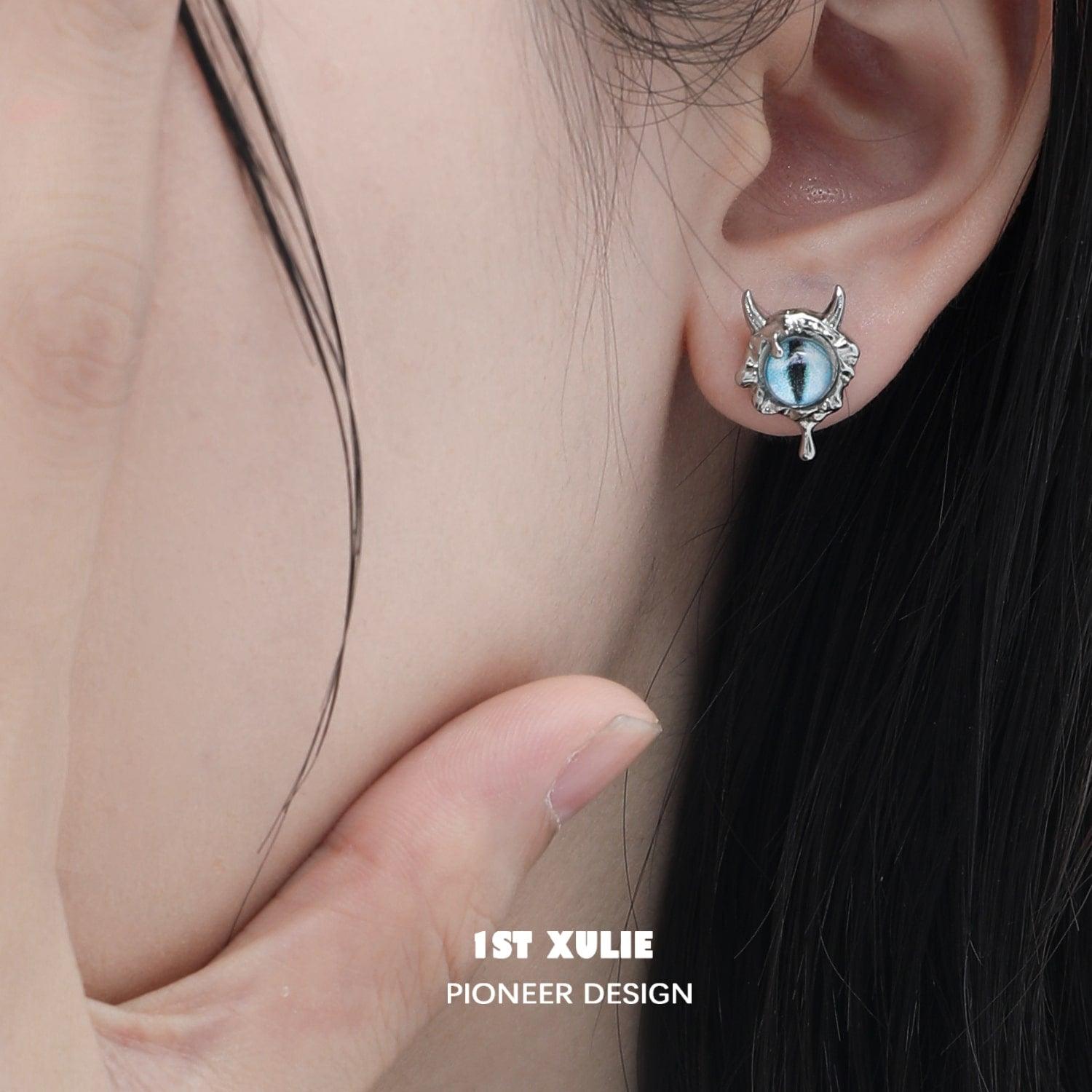 Little Demon 18k Platinum Plated S925 Earrings & Ear Clips B™ - 1ST XULIE Little Demon 18k Platinum Plated S925 Earrings & Ear Clips B™ - 1ST XULIE
