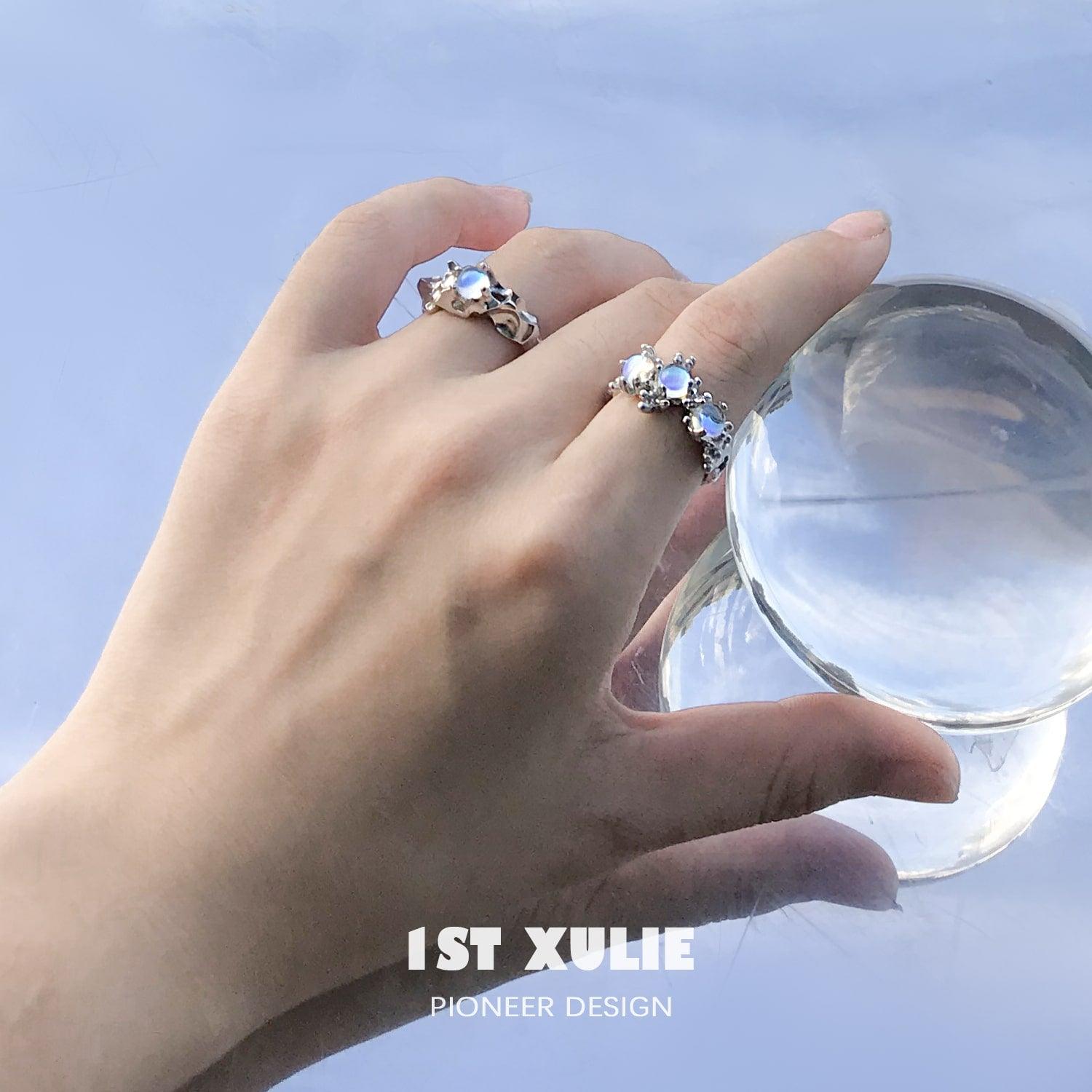 Moon Stone Sterling Silver Coral Adjustable Opening Ring™ - 1ST XULIE Moon Stone Sterling Silver Coral Adjustable Opening Ring™ - 1ST XULIE