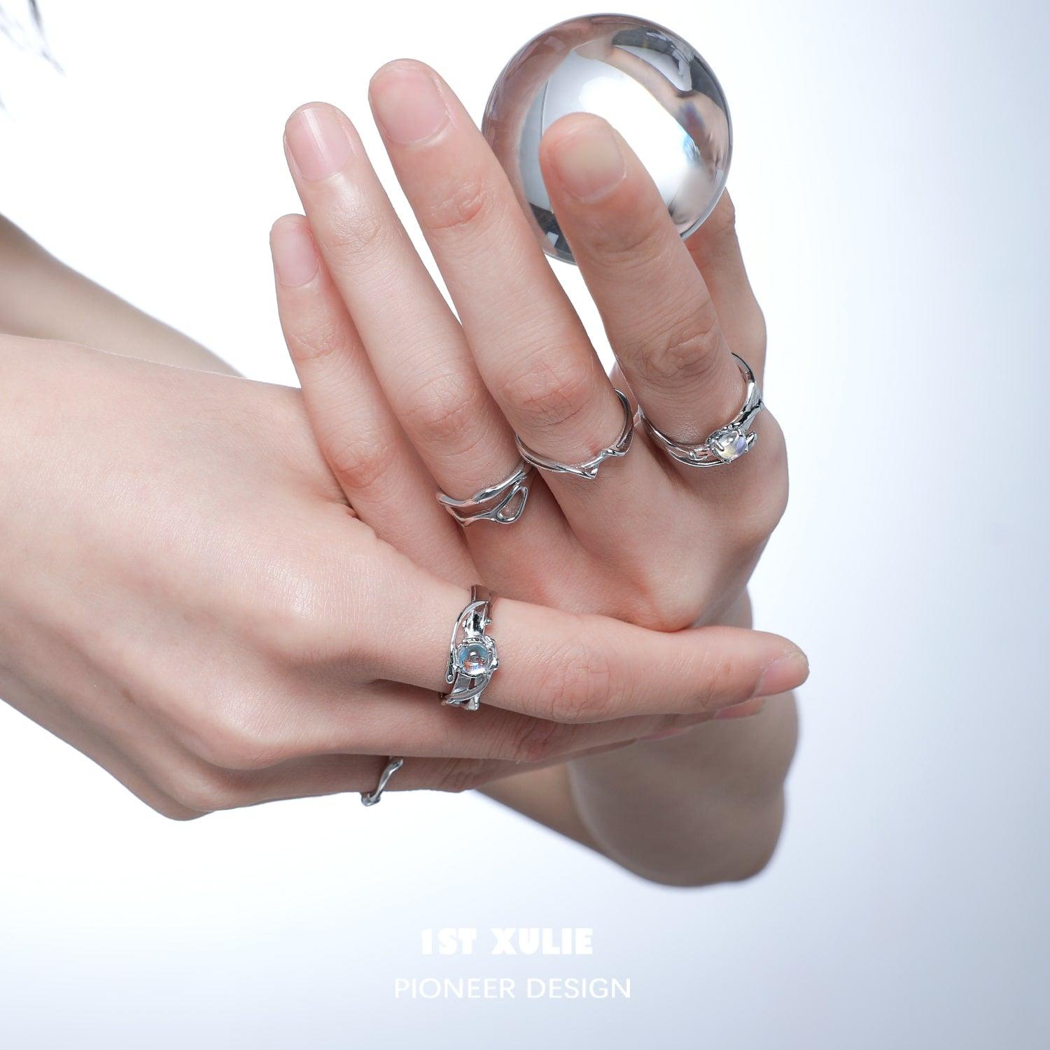 Moon Stone Tarnish-Free Sterling Silver Adjustable Opening Ring™ - 1ST XULIE Moon Stone Tarnish-Free Sterling Silver Adjustable Opening Ring™ - 1ST XULIE