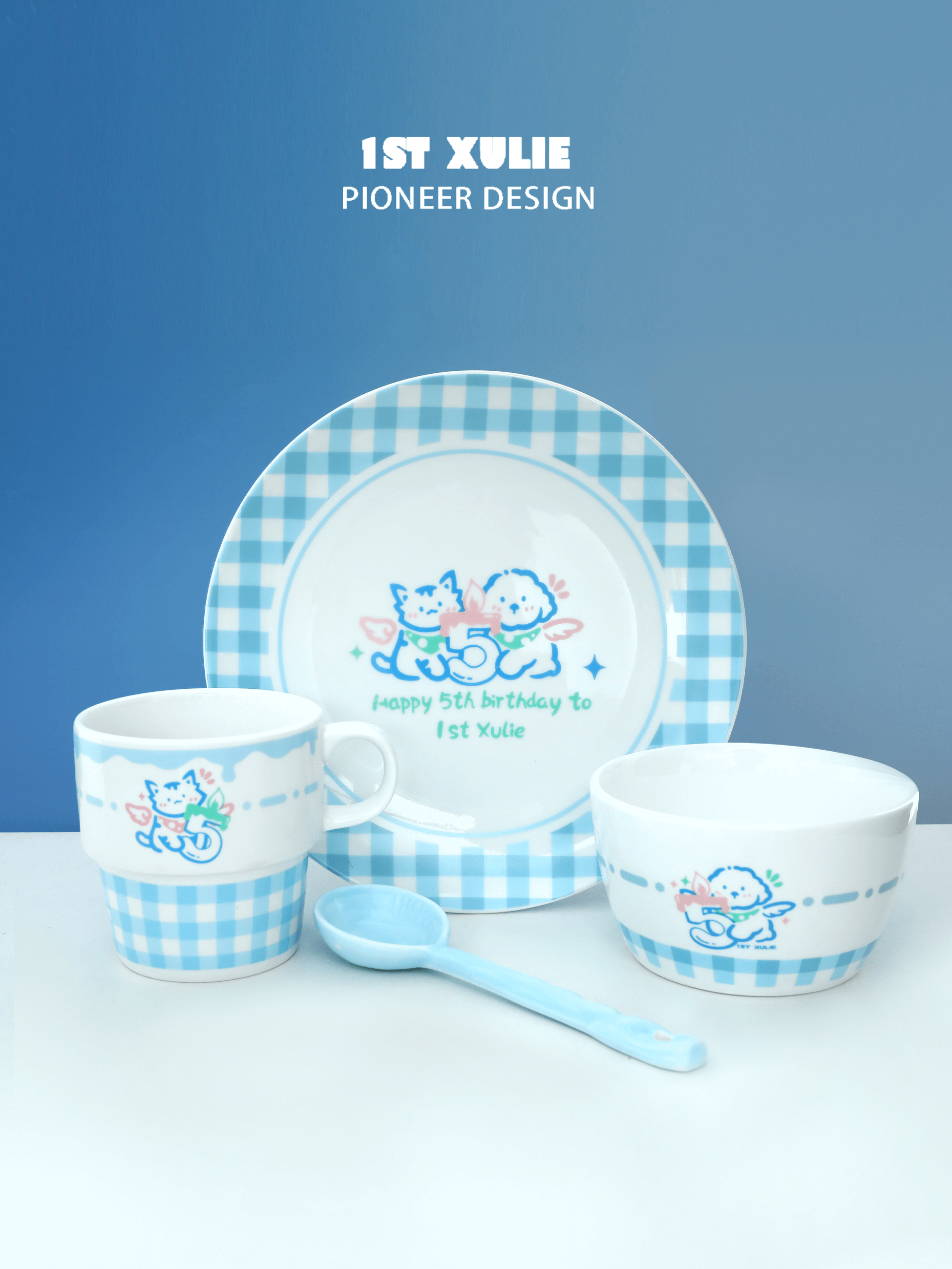 5주년 기념 선물 - 특별 맞춤형 세라믹 식기 세트(접시·그릇·컵·숟가락)(과거 지출액이 $1199에 도달했습니다)