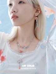 1ST XULIE Jewelry "THE SEA" 3D Resin Summer Goldfish Ear Cuffs in Brass - Angle View 1