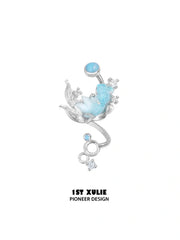 1ST XULIE Jewelry "THE SEA" 3D Resin Summer Goldfish Ear Cuffs in Brass - On Model