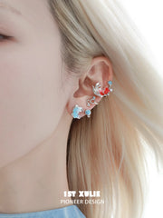 1ST XULIE Jewelry "THE SEA" 3D Resin Summer Goldfish Ear Cuffs in Brass - Side View