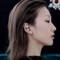 1ST XULIE "Butterfly Wasteland" Abalone Shell Butterfly Dangle Threader Earrings in Platinum Plated - Angled Product View