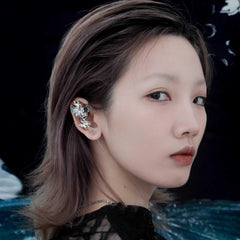 1ST XULIE "Butterfly Wasteland" Abalone Shell Butterfly Dangle Threader Earrings in Platinum Plated - Abalone Texture Shot