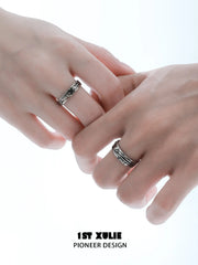 1ST XULIE Jewelry "Immortal Lover" Adjustable Couple Imperfect Love Rings in 925 Sterling Silver - Angle 1