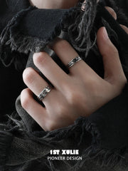 1ST XULIE Jewelry "Immortal Lover" Adjustable Couple Imperfect Love Rings in 925 Sterling Silver - Product View