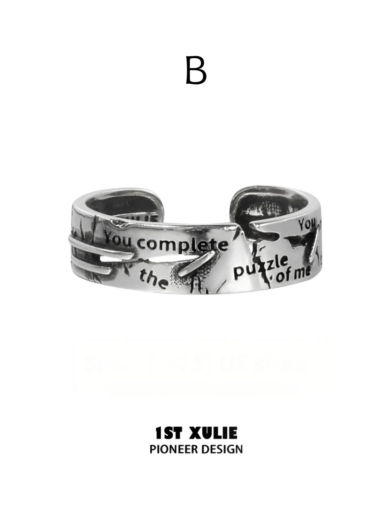 1ST XULIE Jewelry "Immortal Lover" Adjustable Couple Imperfect Love Rings in 925 Sterling Silver - Size Comparison
