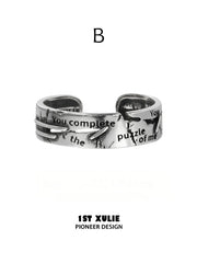 1ST XULIE Jewelry "Immortal Lover" Adjustable Couple Imperfect Love Rings in 925 Sterling Silver - Size Comparison