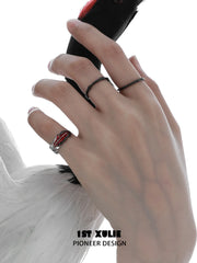 1ST XULIE Jewelry "Soaring Cranes" Adjustable Enamel Crane Pinky Ring in 925 Sterling Silver - Angle View