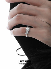1ST XULIE Jewelry "Soaring Cranes" Adjustable Enamel Crane Pinky Ring in 925 Sterling Silver - Alternative Angle