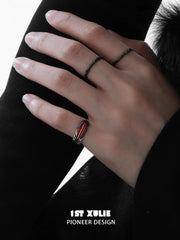 1ST XULIE Jewelry "Soaring Cranes" Adjustable Enamel Crane Pinky Ring in 925 Sterling Silver - On Model