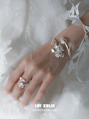 1ST XULIE Jewelry "Irises" Adjustable Floral Blue Iris Ring in 925 Sterling Silver - Product View